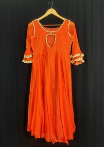 Deep Orange Lace Kurti (Women)