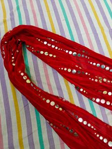 Red Sequence Dupatta/Hizab
