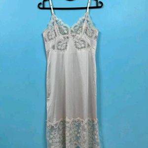 Light Baby Pink Night Slip Dress With Lace Details