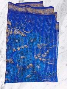 Elegant Blue Floral Saree