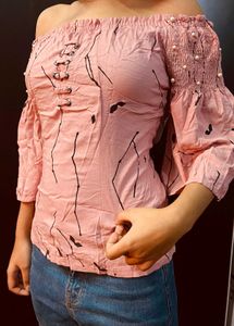 Off shoulder, pintresty pink top