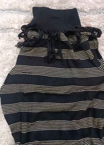 Striped High Neck T Shirt