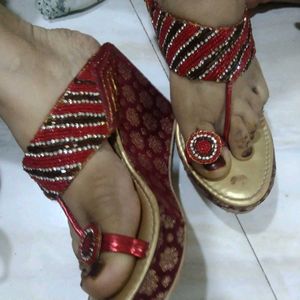 Red Zardozi Work Scandle