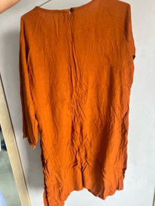 Maxx Rust Embroidered Cotton Kurta