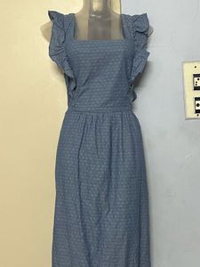 Branded Pinterest Blue Ruffle Maxi Dress