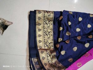 Elegant Blue &amp; Pink Saree