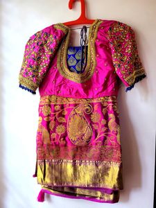 Pure Kanchi Pattu Silk  Saree With Maggam Blouse