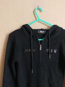 XXLY Black Zip Up Hoodie