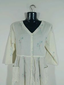 Cream Printed A Line Dress For Women&#39;s