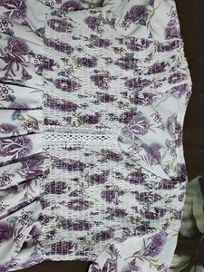 New White Top With Purple Prints