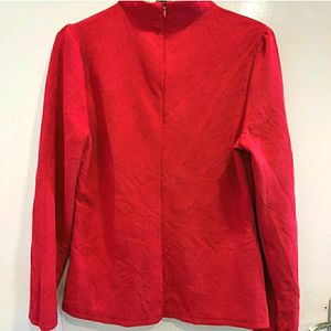 Vintage Red Mock Neck Top