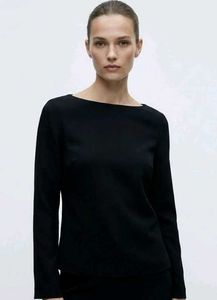 new women Elegant Black Long Sleeve Top