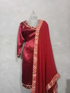 Red Satin Salwar Suit