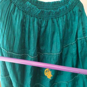 Satin Green Ethnic Skirt + Freebie