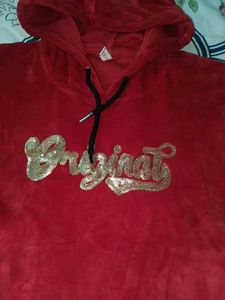 Red Crop Hoodie