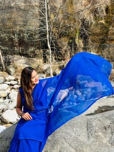 Royal Blue Bollywood Style Saree