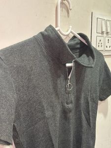 Gray Polo Crop Top