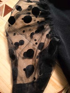 Black Top with Sheer Sleeves