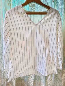 Striped V-Neck Top Defective piece