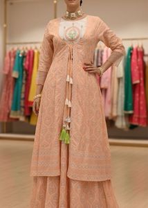 Peach Embroidered Kurta Set