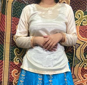 lehenga with long choli and dupatta