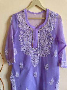Lavender Embroidered Kurta