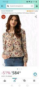 Beige M size Floral Formal Casual women&#39;s top
