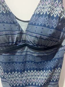 Blue Patterned Bikini Top