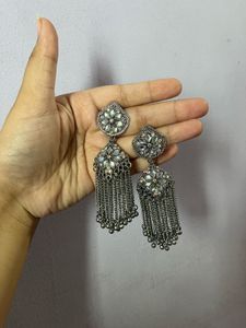 Antique Oxidised Chain Dangler Earrings