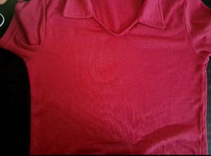 Rose Pink Ribbed Polo-neck Crop Top