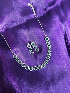 American Diamond Emeald Jewellery Set