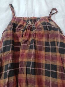 Sleeveless Checked Flared Dress