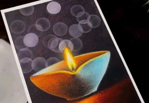 Oil Pastel Diwali Spacial Drawing
