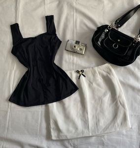 Classy Ribbon Top And Skirt Set