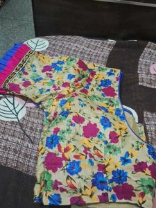 Embroidered Green Saree with  blouse