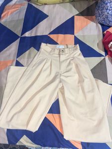 Beige Pleated Trousers