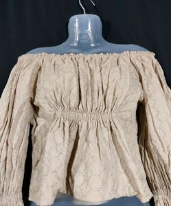 Bardot Beige Schiffli Top 🪶