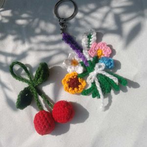 Cherry Charm and Flowers Bouquet Keychain Combo✨