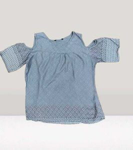 Blue Cold Shoulder Top