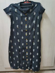 Botanical Print Black Dress And Multicolour Dres