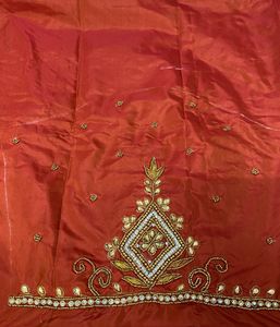 Rusty Orange Maggam Unstitched Blouse Peice