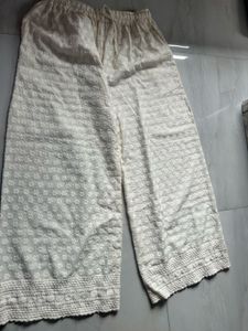 Chikankari Embroidered Off White FlaredPalazzo