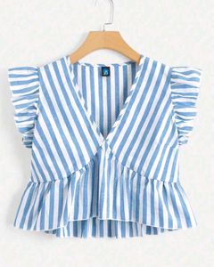 Striped Ruffle Peplum Top