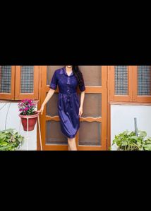 Elegant Blue Shirt Dress