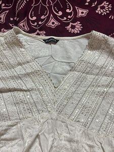 Ivory Embroidered Peasant Dress