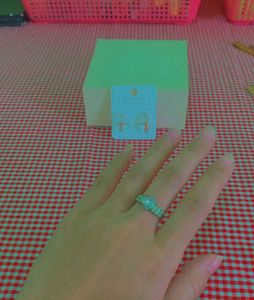 Anti Tarnish Earring &amp; Adjustable Finger Ring Comb