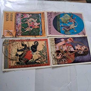 1973&#39;s 4 Vintage Indian Stamps