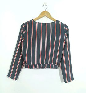H&amp;M Black,Red and White Stripes Top (Women)