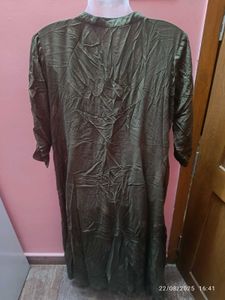 Xl Elegant Olive Green A Line Kurta