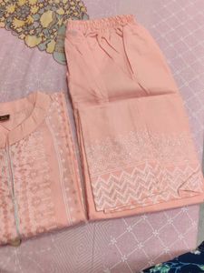 Peach Embroidered Kurta Set